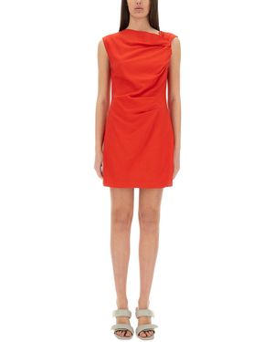 MSGM Draped Slim Fit Mini Dress - Red