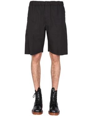 McQueen Gabardine Bermuda Shorts With Elastic Waist - Black