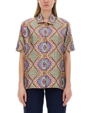 Etro Silk Printed Shirt - Red