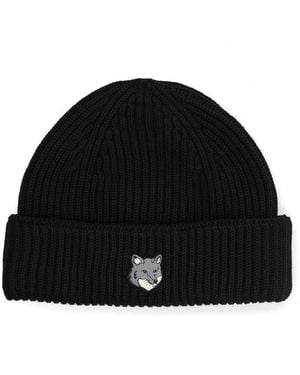 Maison Kitsuné Berretto "Fox Head Large" - Black