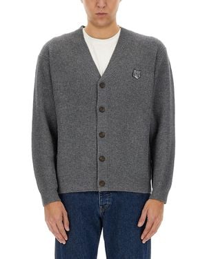 Maison Kitsuné Ribbed Cardigan - Grey