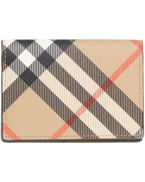 Burberry Portacarte A Libro Con Stampa "Check" - Natural