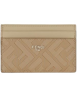 Fendi Card Holder Shadow Leather Wallets & Purses - Natural