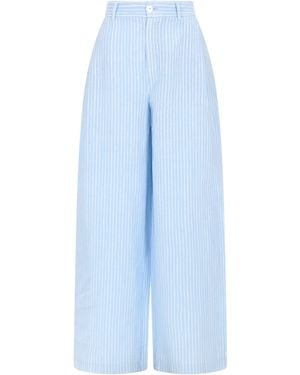 120% Lino Pantalone - Blue