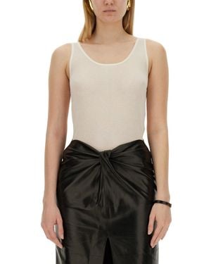 Saint Laurent Round Neckline Tank Top - Black