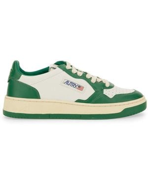 Autry Medalist Low & Bicolour Leather Trainers , Leather - Green