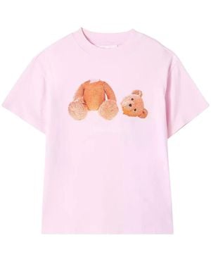 Palm Angels T-Shirt With "Bear" Logo - Pink
