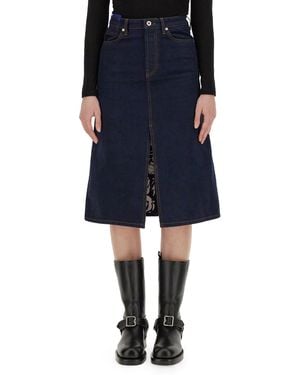 Burberry Elegant Denim Skirt Size 8 Uk - Blue