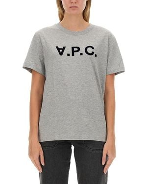 A.P.C. T-shirt in cotone grigio melangé