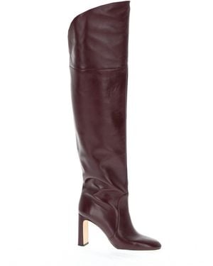 Stuart Weitzman Leather Over The Knee Boots Babette - Purple