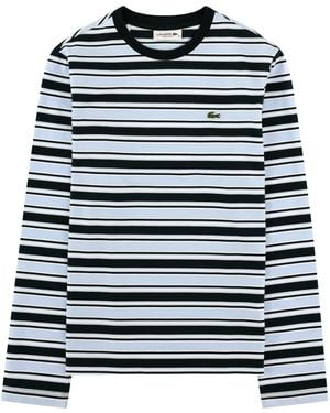 Lacoste T-Shirt A Righe Con Logo - Black
