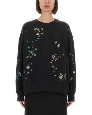 Paul Smith Sweatshirt With "Floral" Embroidery - Black