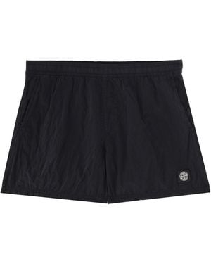 Stone Island Swimsuit With Logo Patch - Black