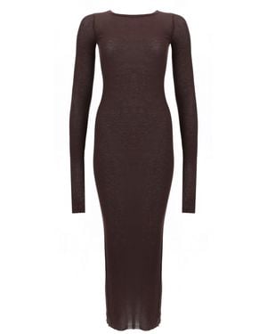 Rick Owens Long-Sleeved Midi Dress - Brown