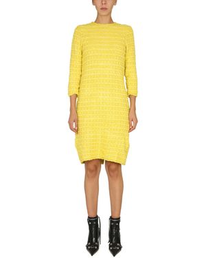 Balenciaga Tweed Knit Back-to-front Short Dress - Yellow