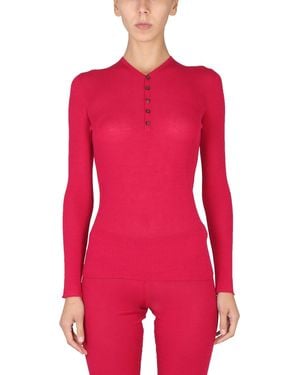DSquared² Ribbed V-Neck Slim Fit Shirt - Red