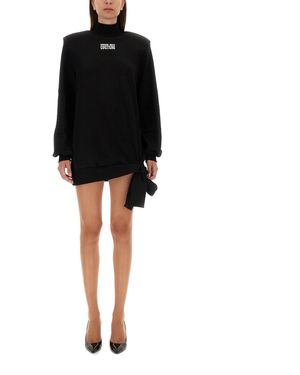 Versace Jeans Couture Sweatshirt Dress With Logo - Black
