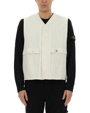 Stone Island Vests With Logo - Grey