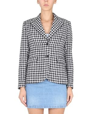 Versace Elegant Tweed Jacket With Notched Lapels For - Black