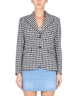 Versace Elegant Tweed Jacket With Notched Lapels For - Black