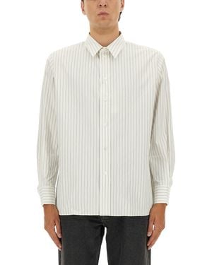 Saint Laurent Cassandre Striped Shirt - White