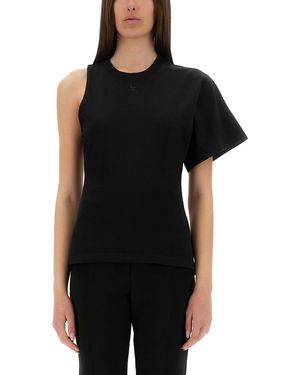 Courreges One-Shoulder T-Shirt - Black