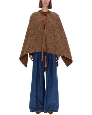 Etro Paisley-Print Belted Trench Coat - Blue