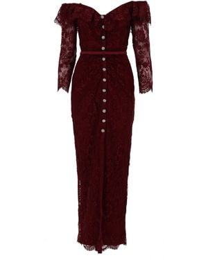 Self-Portrait Lace Off-The-Shoulder Maxi Dress - Red