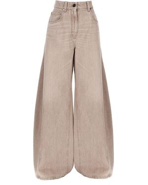 Brunello Cucinelli Denim Barrel Jeans - Natural