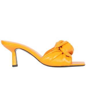 BY FAR Leather Sandals With Twisted Knot Detail - Metallic