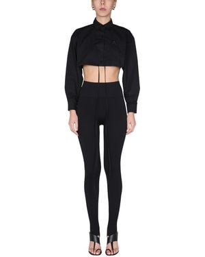 ANDREADAMO CAMICIA CROPPED IN POPELINE DI COTONE - Nero