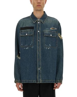 Helmut Lang Distressed Denim Uniform Shirt - Blue