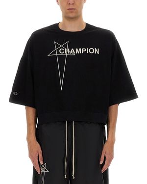 Champion x Rick Owens Tommy Cropped T-Shirt - Black