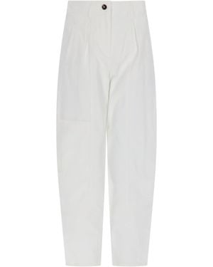 Max Mara Tapered Flat Front Trousers - White