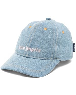 Palm Angels Logo Stone Denim Baseball Cap - Blu