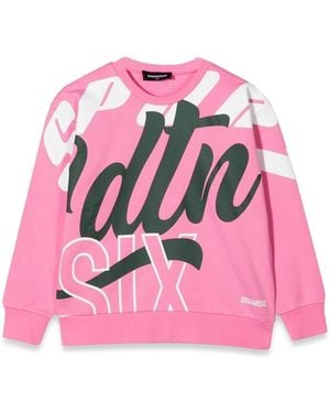 DSquared² Crewneck Sweatshirt Allover Writing - Pink