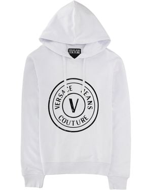 Versace Jeans Couture Felpa Con Logo E Cappuccio - Grey
