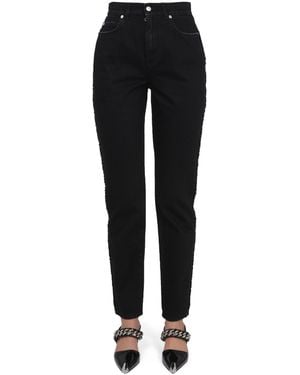 McQueen Boyfriend Jeans With Zipper And Button Closure - Black