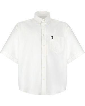 Ami Paris Camica Con Logo Ricamato - White