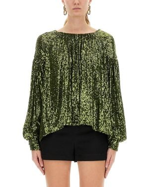 Rabanne Sequin Blouse - Green