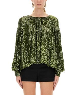 Rabanne Sequin Blouse - Green