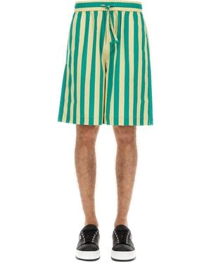 Sunnei BERMUDA IN COTONE CON MOTIVO A RIGHE - Verde