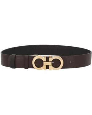Ferragamo Reversible Hooks Belt Leather - Black