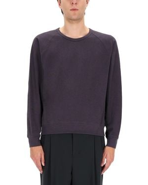 Lemaire Crew Neck Sweatshirts - Blue