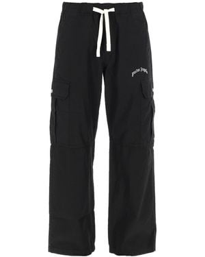 Palm Angels Pantalone Cargo "Curved Logo" - Black