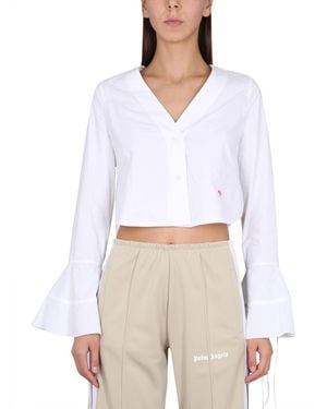 Palm Angels Classic Collar Baseball Top - White
