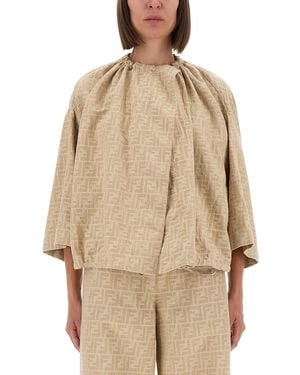 Fendi Ff Cotton And Linen Jacket - Natural