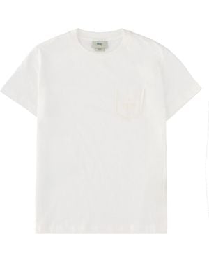 Fendi T-Shirt Con Taschino - White