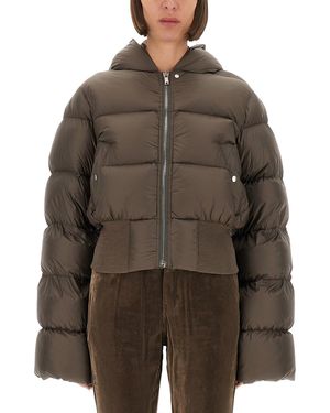 Rick Owens Down Jacket With Hood - Brown