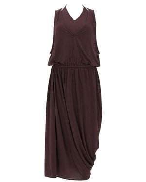 Lemaire Burgundy V-Neck Gathered Layered Midi Dress - Purple